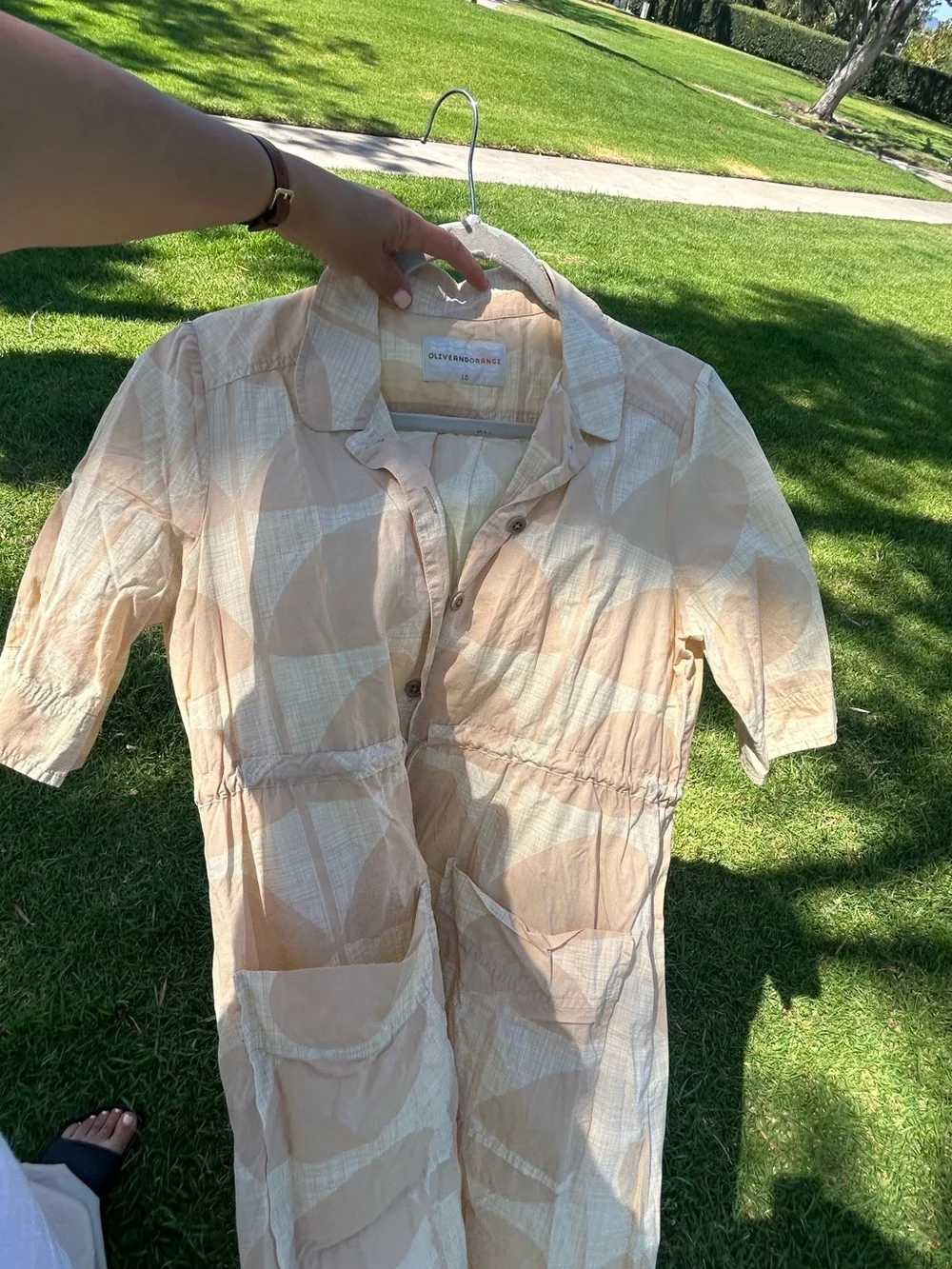Summertime Oliver and Orange Sleeveless 100% COTTON Button Dress in Pale Peach